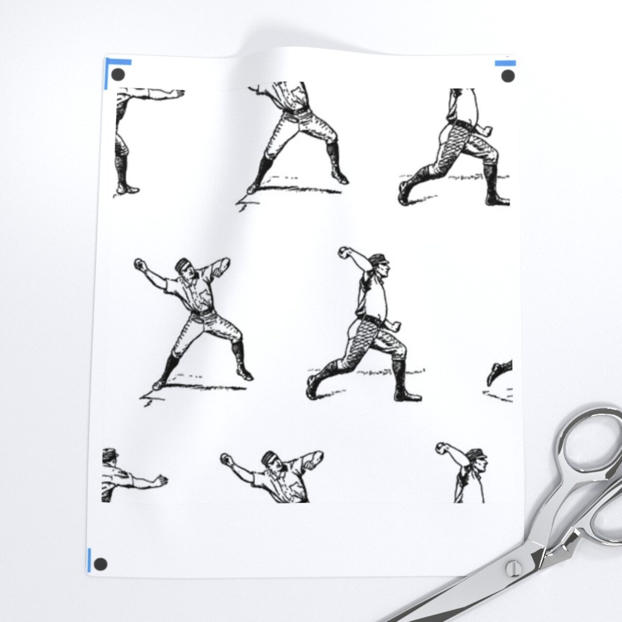 Vintage Baseball Players Sports Black White Player Ball Custom Printed Fabric by Spoonflower Various Fabrics by the Yard or Fat Quarter